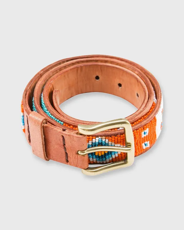 Cheap Sid Mashburn 1.25" African Beaded Belt Sea Green/Orange Kuma Design