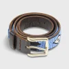 Flash Sale Sid Mashburn 1.25" African Beaded Belt Sky/Dark Brown/White Feather