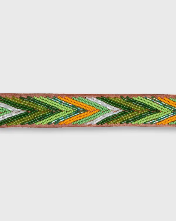 Best Sid Mashburn 1.25" African Beaded Belt Mango/Green Arrow