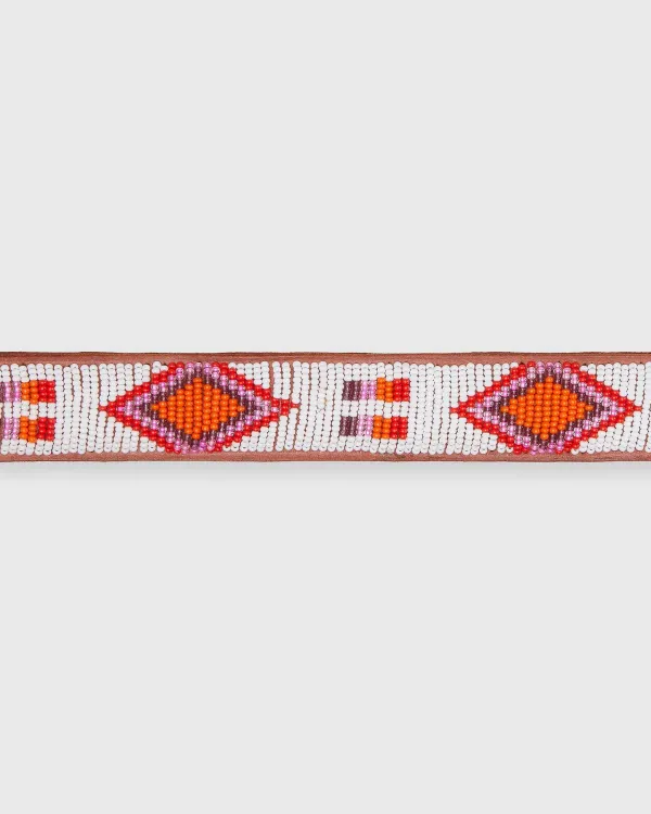 Cheap Sid Mashburn 1.25" African Beaded Belt White/Pink Diamond/Square