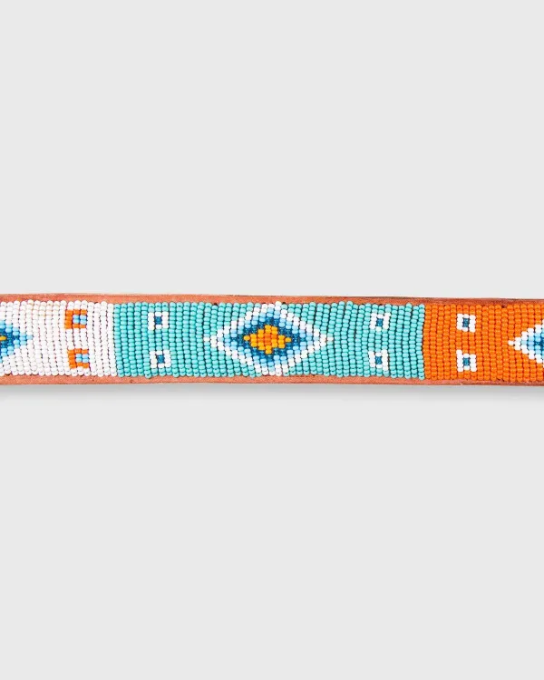 Cheap Sid Mashburn 1.25" African Beaded Belt Sea Green/Orange Kuma Design