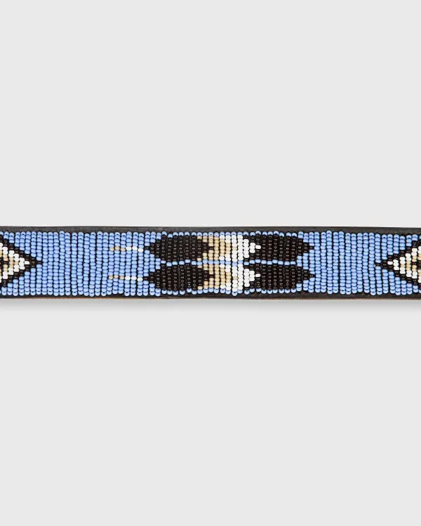 Flash Sale Sid Mashburn 1.25" African Beaded Belt Sky/Dark Brown/White Feather