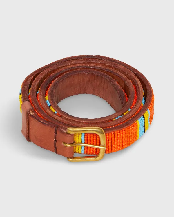 Discount Sid Mashburn 1" African Fully Beaded Belt Orange/Yellow/Blue