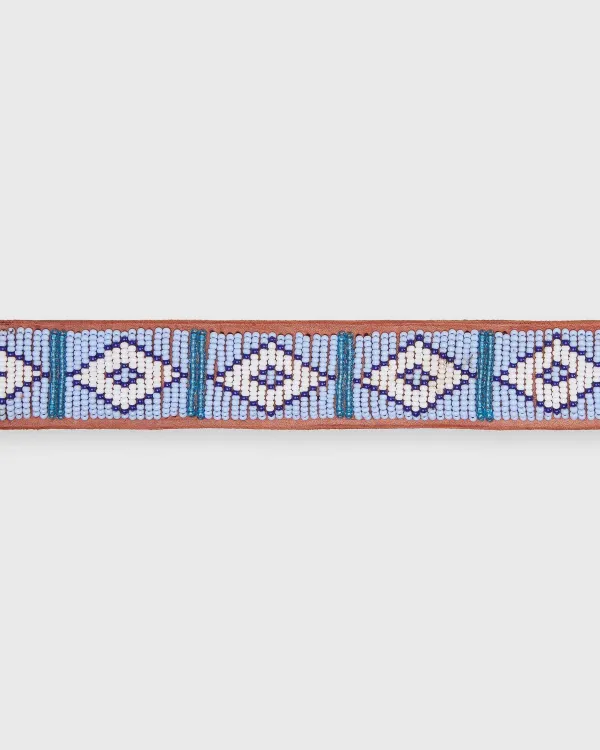 Store Sid Mashburn 1.25" African Fully Beaded Belt Sky Blue/White Triangle