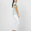 Store Ann Mashburn Amelie Ruffle Shirt Light Green/White Stripe Chambray