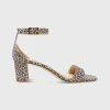 Fashion Ann Mashburn Ankle-Wrap Block Heel Light Leopard Printed Suede