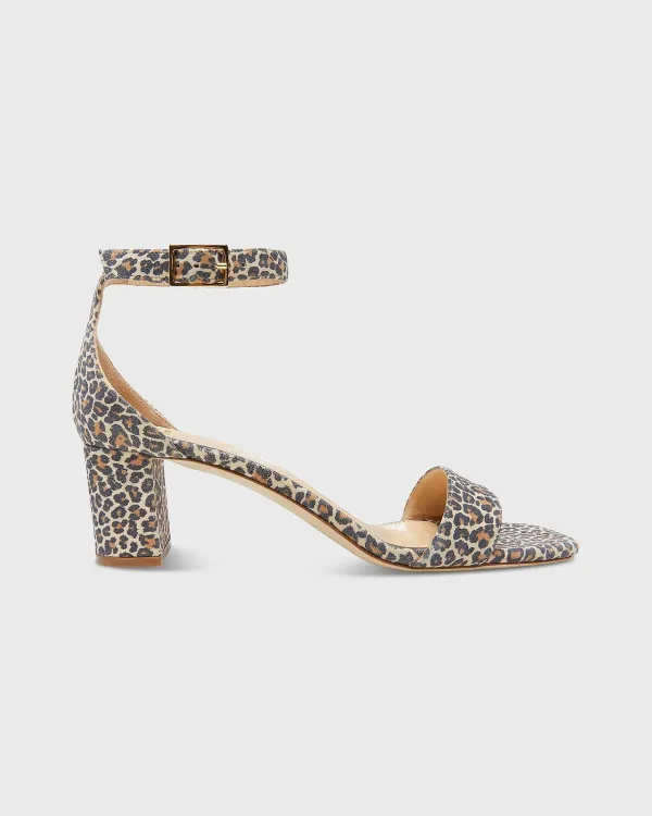 Fashion Ann Mashburn Ankle-Wrap Block Heel Light Leopard Printed Suede