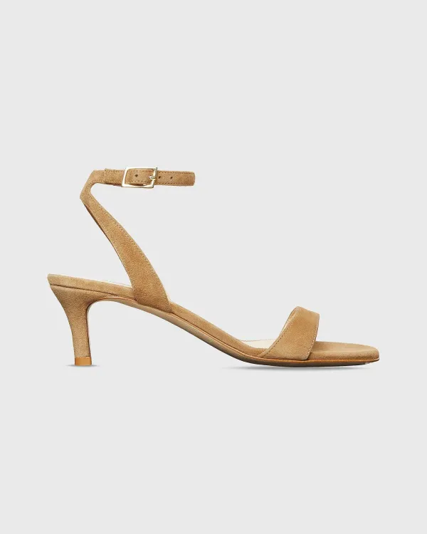 Online Ann Mashburn Ankle-Wrap Kitten Heel Caramel Suede