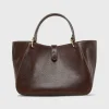 Fashion Ann Mashburn Annalisa Satchel Bag Dark Brown Leather