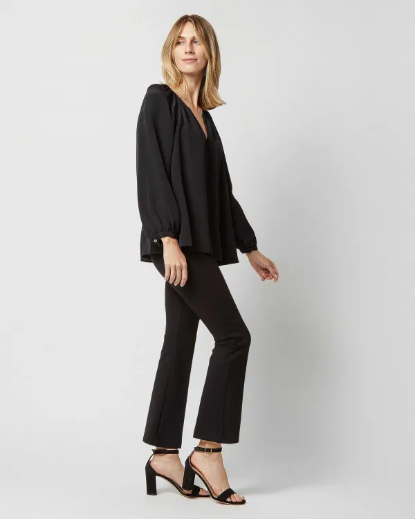 Best Ann Mashburn Ariana Blouse Black Silk Crepe De Chine