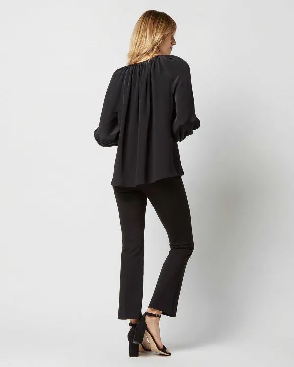 Best Ann Mashburn Ariana Blouse Black Silk Crepe De Chine