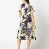 Best Sale Ann Mashburn Atelier Kami Volume Dress Blue/Multi Abstract Floral Sateen