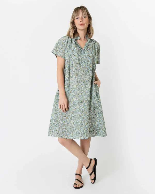 Flash Sale Ann Mashburn Atelier Volume Kami Dress Sage/Gold Floral Seersucker