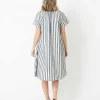 Store Ann Mashburn Atelier Volume Kami Dress Olive/Natural Bold Stripe Chambray