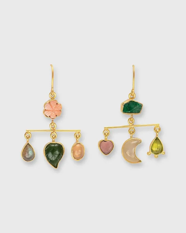 Clearance Grainne Morton Balance Drop Earrings Green/Coral