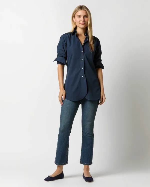 Cheap Ann Mashburn Boyfriend Shirt Navy Poplin