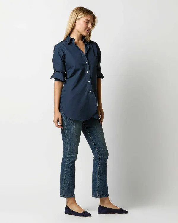 Cheap Ann Mashburn Boyfriend Shirt Navy Poplin