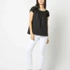 Outlet Ann Mashburn Bridget Top Black Stretch Poplin