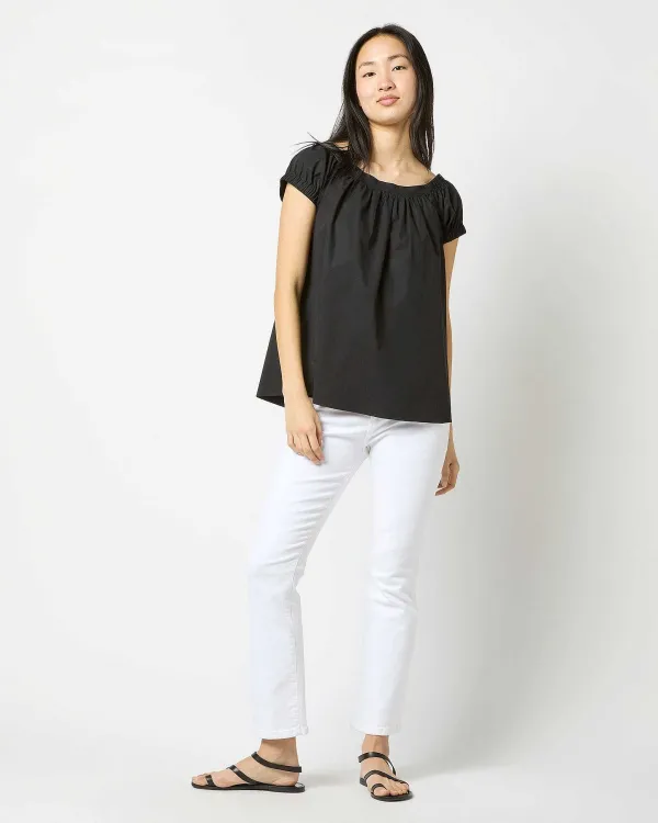 Outlet Ann Mashburn Bridget Top Black Stretch Poplin