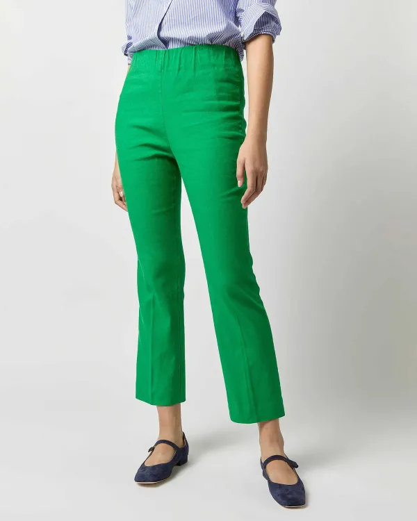 Clearance Ann Mashburn Britt Flare Cropped Pant Green Stretch Cotolino