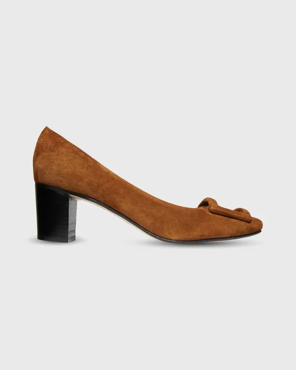 Sale Ann Mashburn Buckle Heel Brown Suede