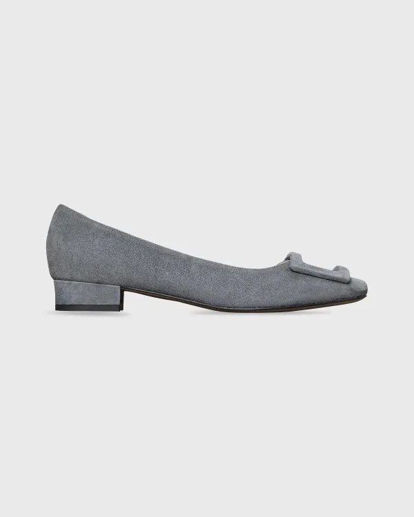 New Ann Mashburn Buckle Shoe Grey Suede