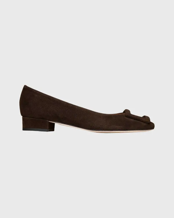 Sale Ann Mashburn Buckle Shoe Chocolate Suede