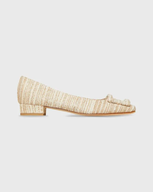 Fashion Ann Mashburn Buckle Shoe Raffia Textured Tweed