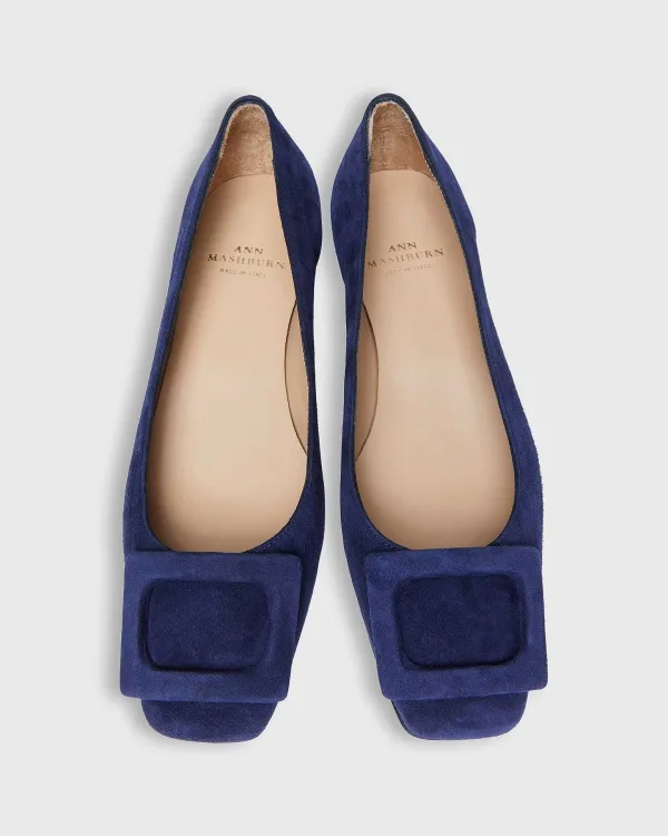 New Ann Mashburn Buckle Shoe Navy Suede