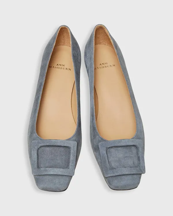 Store Ann Mashburn Buckle Shoe Grey Suede