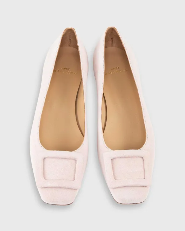 New Ann Mashburn Buckle Shoe Pale Pink Suede