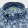 Clearance Sid Mashburn Button-Down Sport Shirt Hunter/Sky/Brown Check Poplin