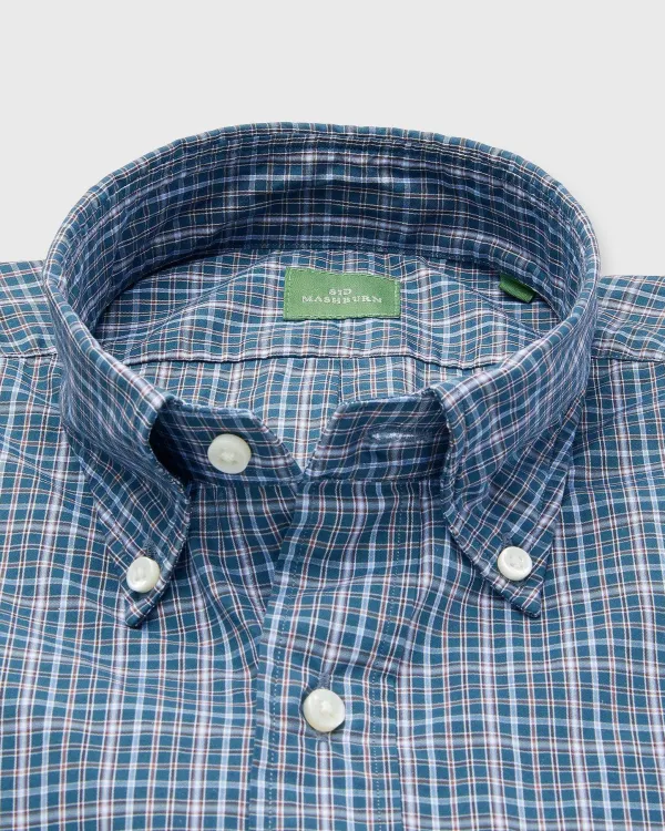 Clearance Sid Mashburn Button-Down Sport Shirt Hunter/Sky/Brown Check Poplin