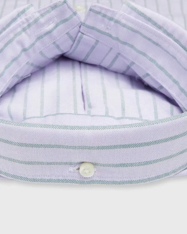 Fashion Sid Mashburn Button-Down Sport Shirt Lavender/Hunter Wide Stripe Oxford