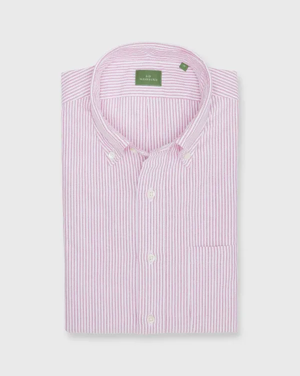 New Sid Mashburn Button-Down Sport Shirt Berry University Stripe Oxford