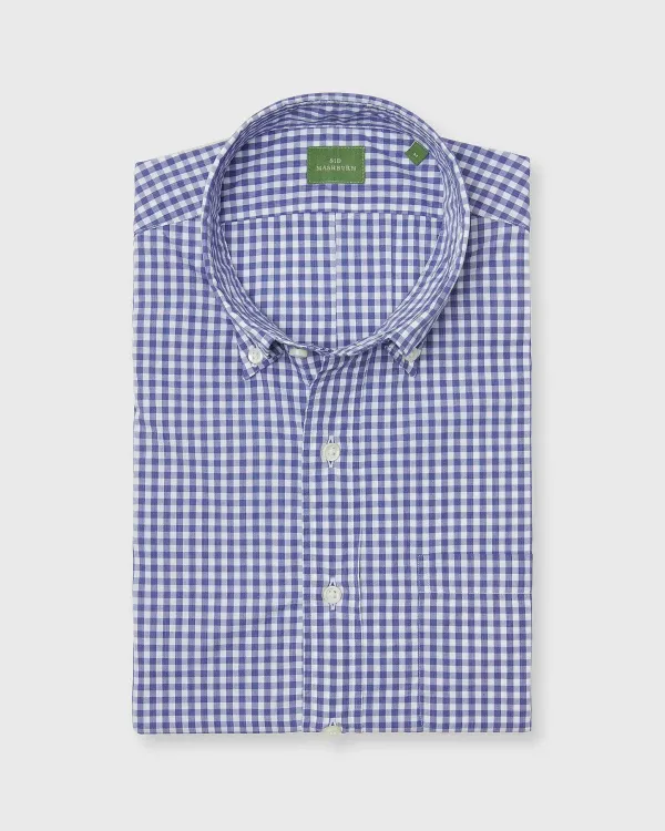 Clearance Sid Mashburn Button-Down Sport Shirt Blue Gingham Poplin