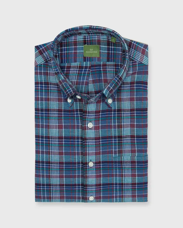 Hot Sid Mashburn Button-Down Sport Shirt Blue/Green/Red Madras