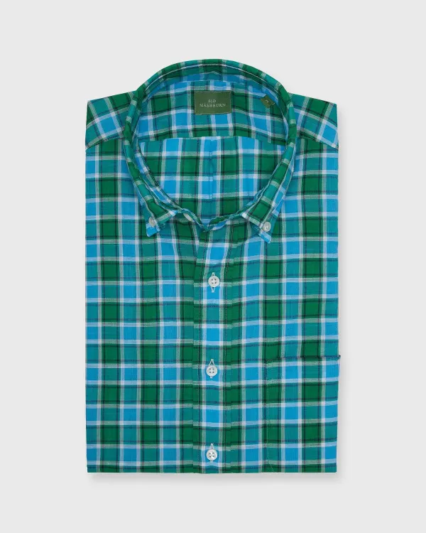 Online Sid Mashburn Button-Down Sport Shirt Aqua/Grass Plaid Chambray