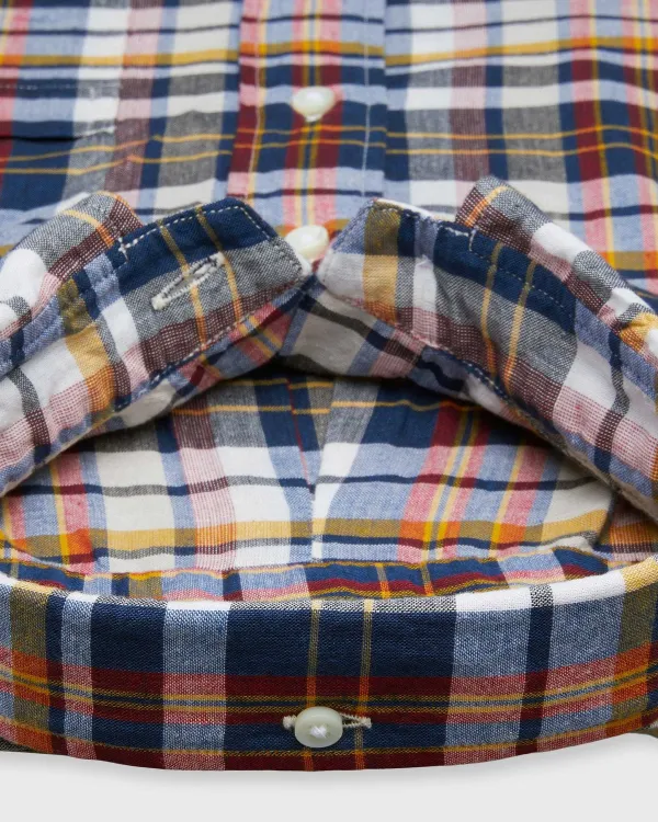 Shop Sid Mashburn Button-Down Sport Shirt Navy/Red/Mango Madras