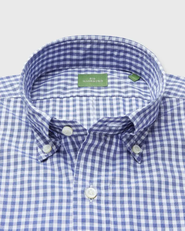 Clearance Sid Mashburn Button-Down Sport Shirt Blue Gingham Poplin