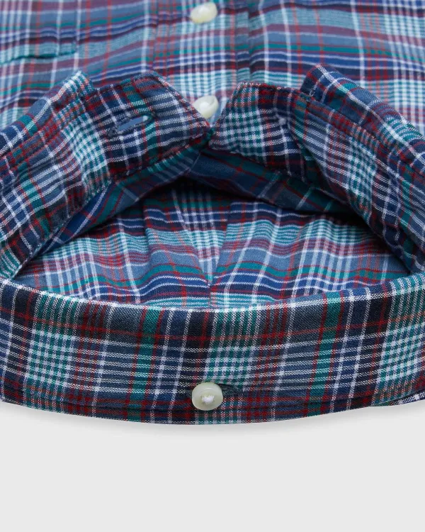 Hot Sid Mashburn Button-Down Sport Shirt Blue/Green/Red Madras