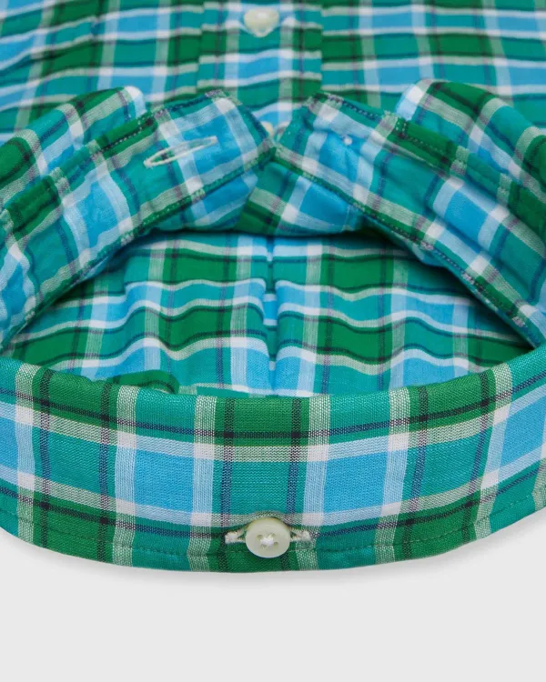 Online Sid Mashburn Button-Down Sport Shirt Aqua/Grass Plaid Chambray