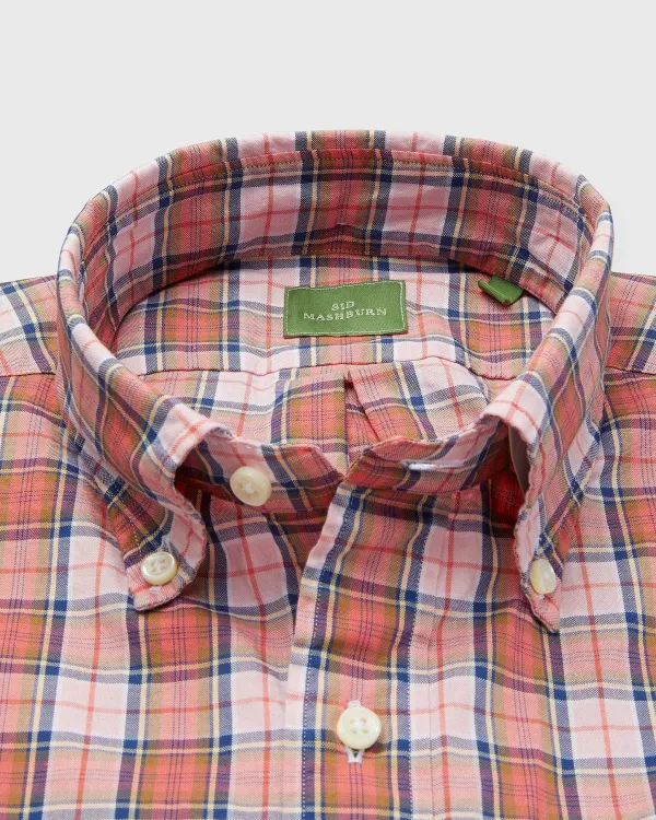 Cheap Sid Mashburn Button-Down Sport Shirt Coral/Pink/Navy Plaid Oxford