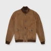 Store Sid Mashburn Button-Front Bomber Jacket Tobacco Suede