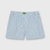 New Sid Mashburn Button-Front Boxer Short Green/Blue Multi Stripe Poplin