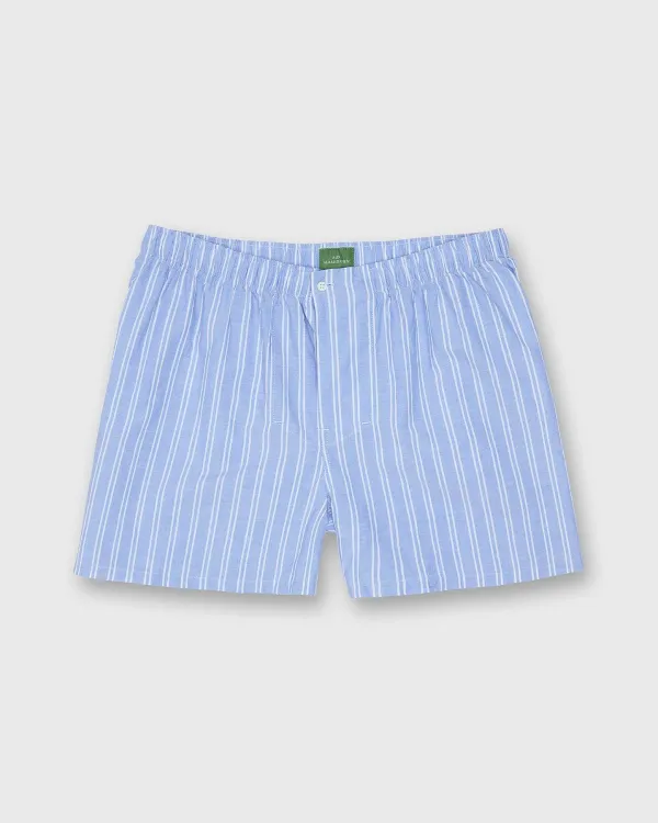 Sale Sid Mashburn Button-Front Boxer Short Blue Double Stripe Poplin