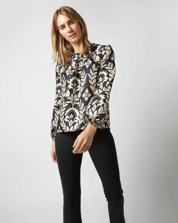 Flash Sale La DoubleJ Charming Top Ghirlanda Black Silk Twill