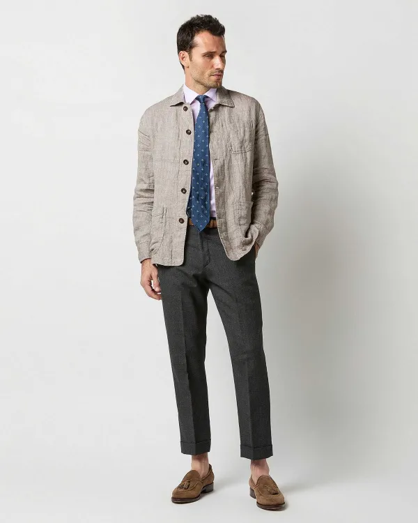 Shop Sid Mashburn Chore Jacket Hazel/White Herringbone Linen