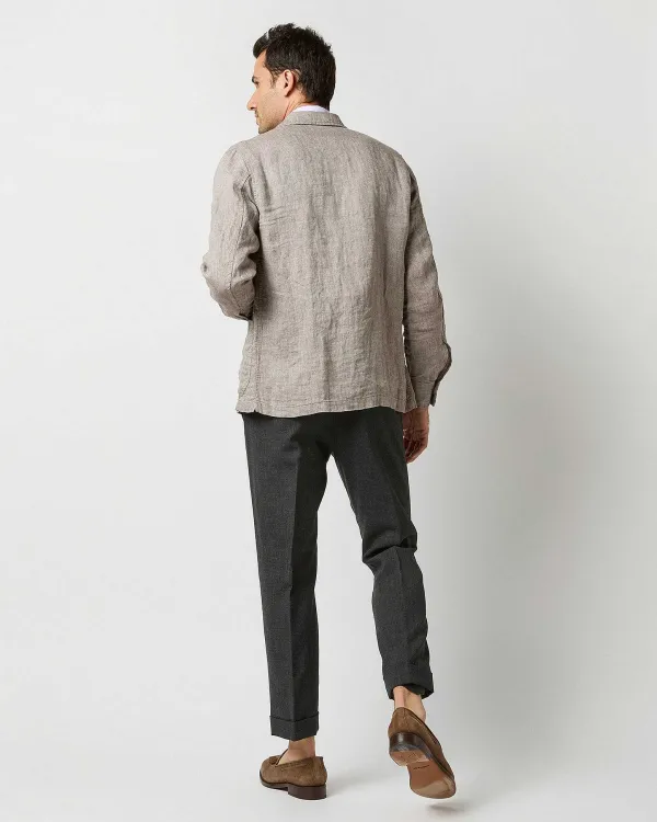 Shop Sid Mashburn Chore Jacket Hazel/White Herringbone Linen