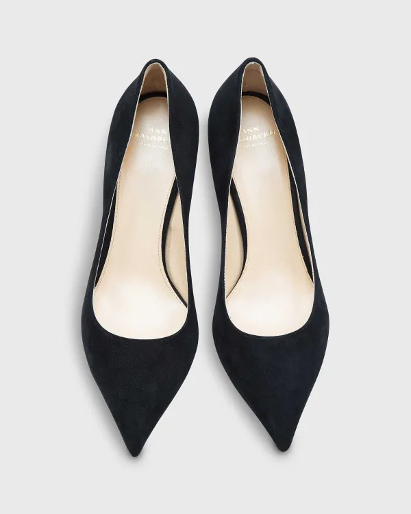 Best Ann Mashburn Classic Pointed-Toe Pump Black Suede